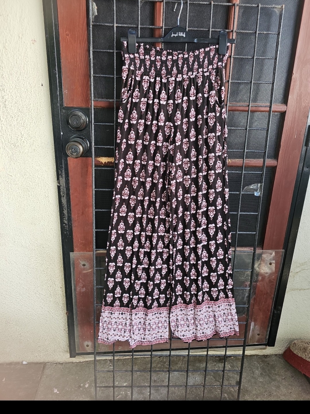 American Rag Black with Pink Floral Smocked Waist Pants